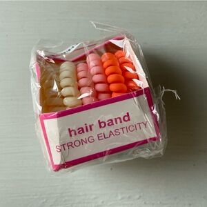 NWT Pink Orange 6 Pcs Spiral Hair Ring